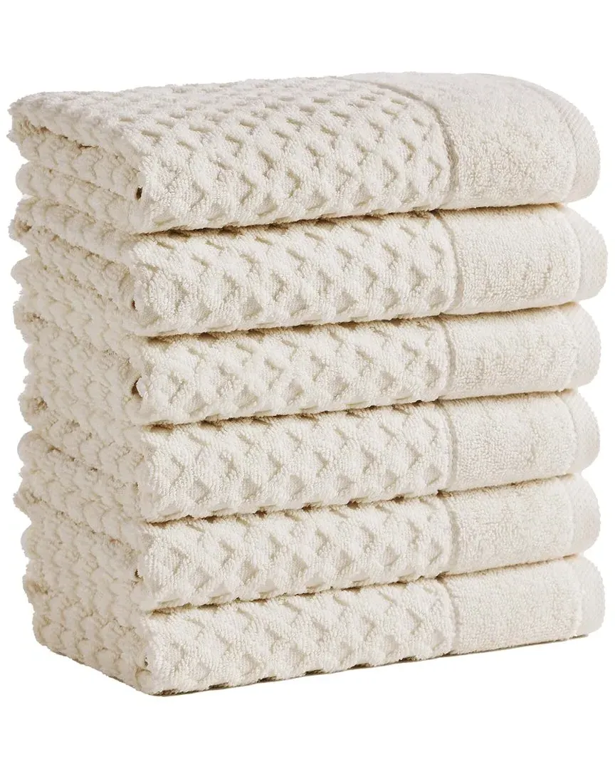 Cotton Diamond Waffle Hand Towels 6-Pack - Oatmeal