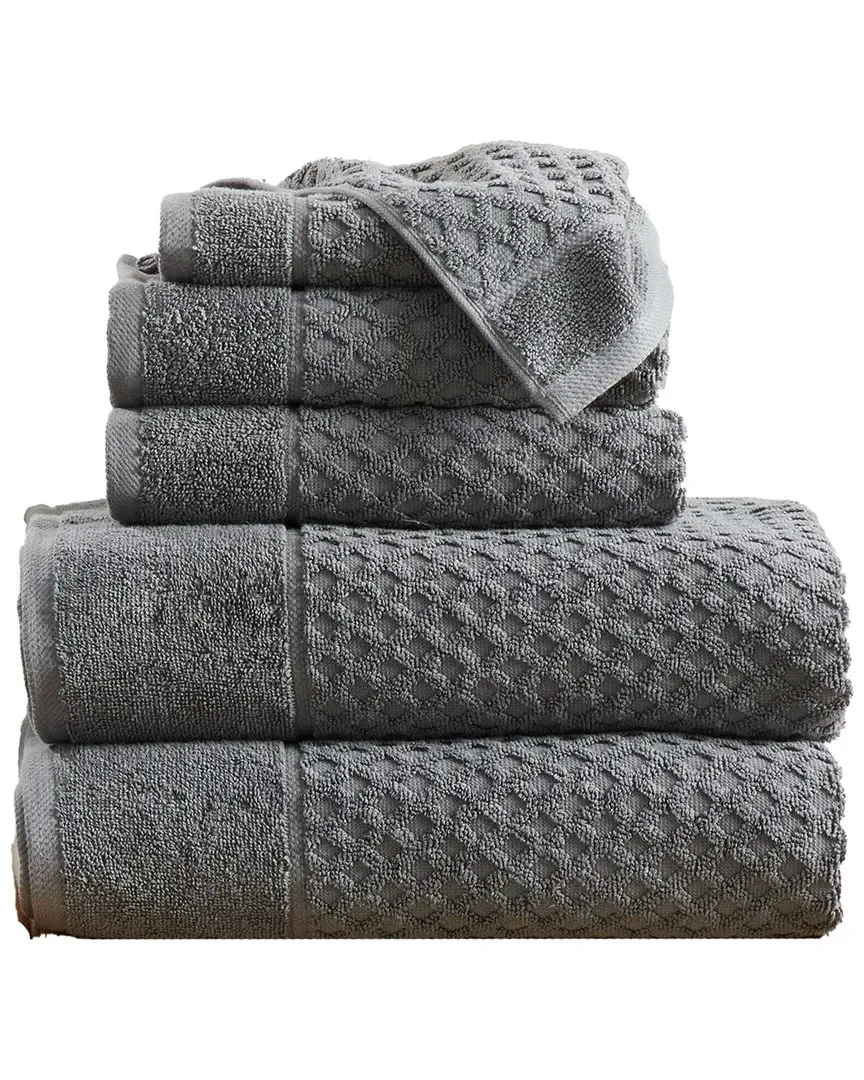 Cotton Diamond Waffle Towel 6-Piece Set - Dark Gray