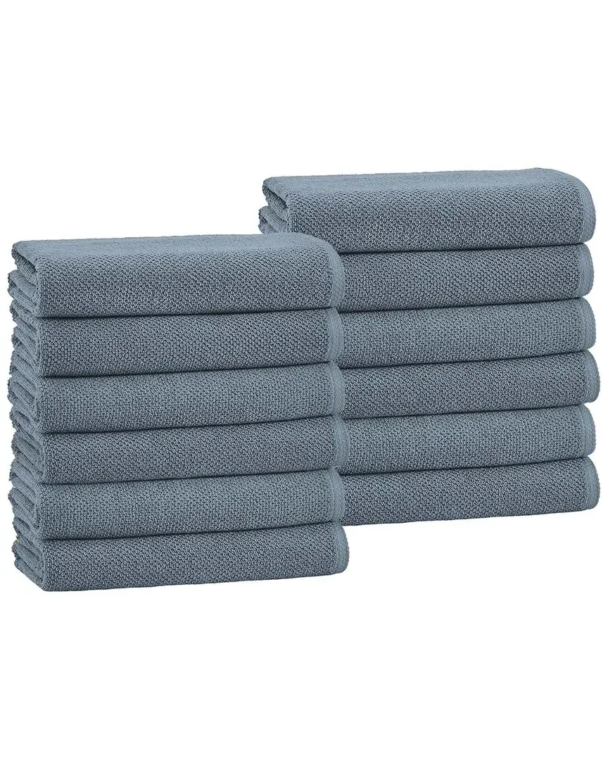 Cotton Diamond Waffle Washcloths 6-Pack - Chambray Blue