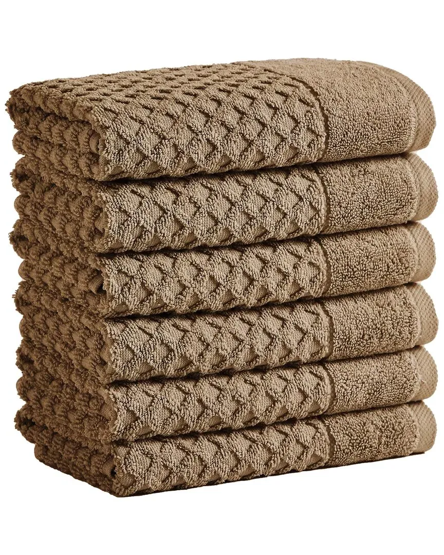 Cotton Diamond Waffle Washcloths 6-Pack - Mocha
