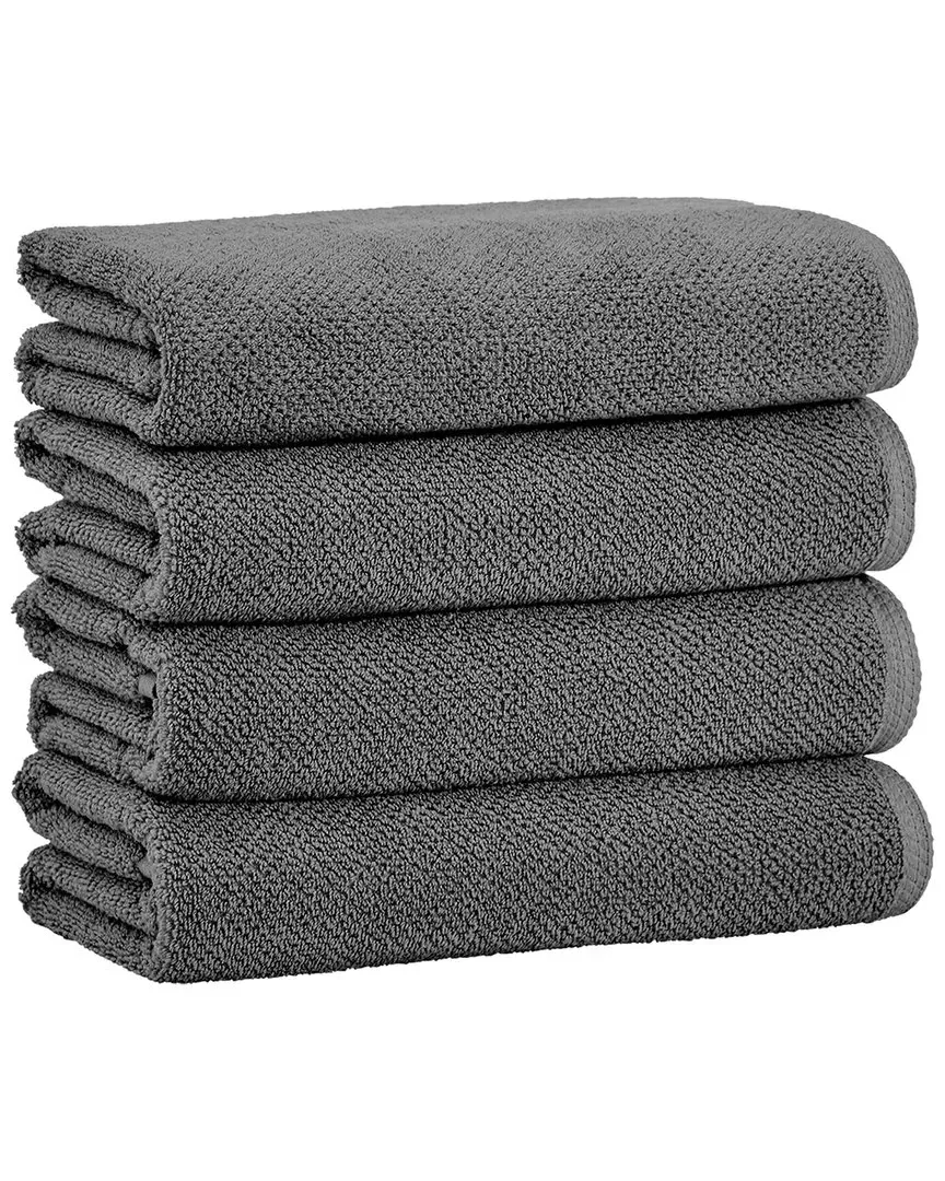 Cotton Textured Bath Towel 4 Pack - Dark Grey