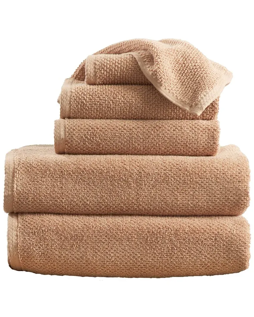 Cotton Textured Bath Towel 6 Piece Set - Clay