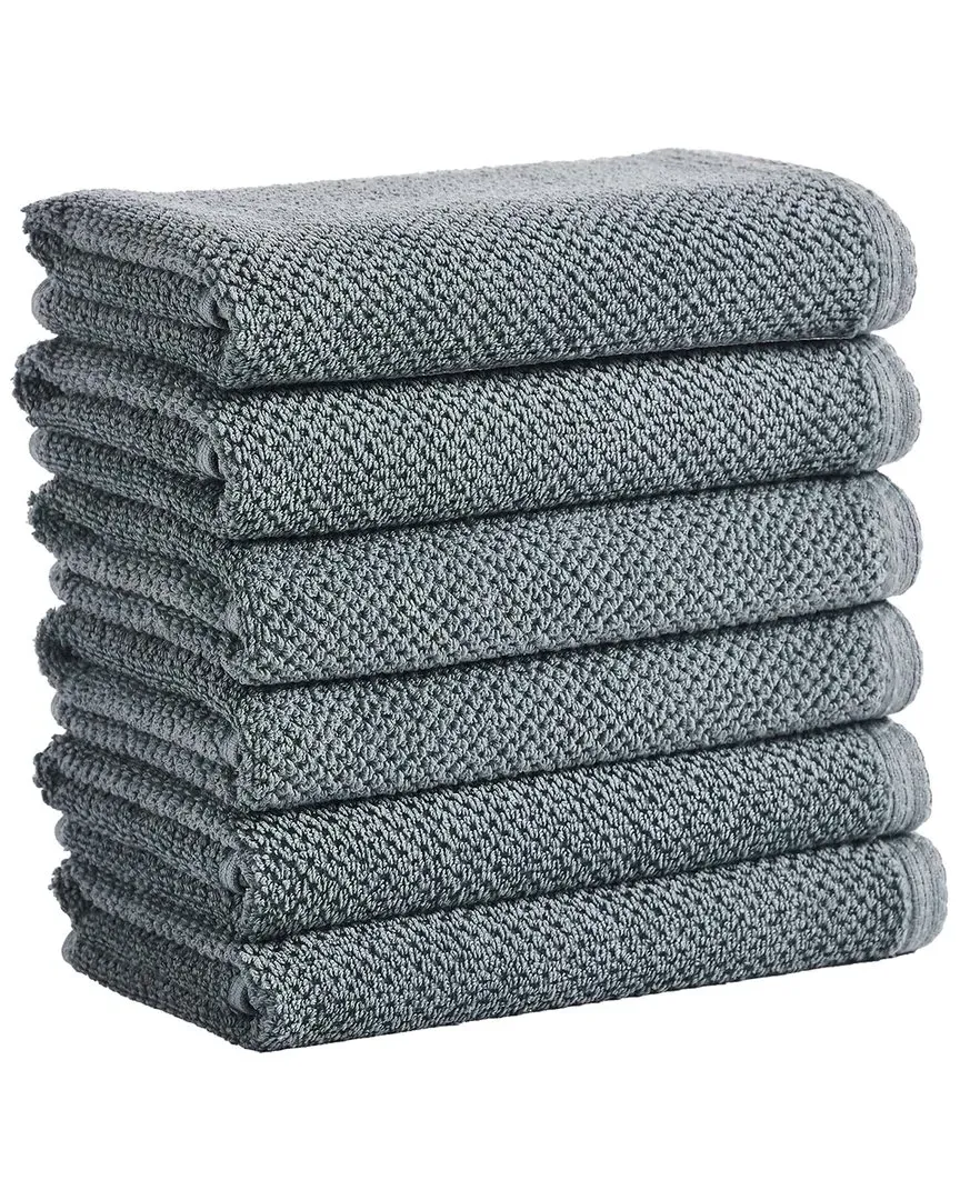 Cotton Textured Hand Towel 6 Pack - Blue