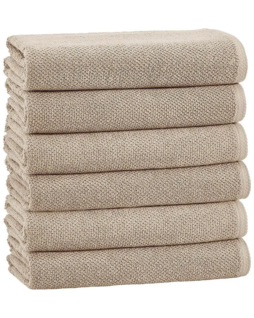 Cotton Textured Hand Towel 6 Pack - Taupe