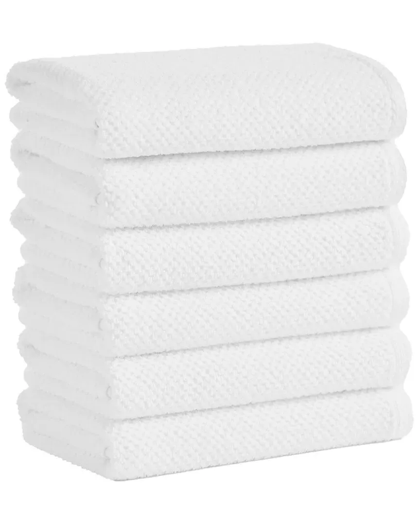 Cotton Textured Hand Towel 6 Pack - White