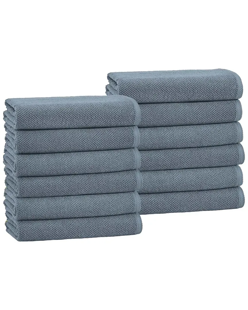 Cotton Textured Washcloth 12 Pack - Chambray Blue