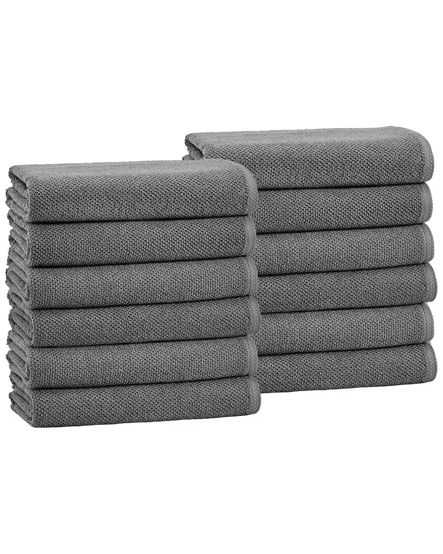 Cotton Textured Washcloth 12 Pack - Dark Grey