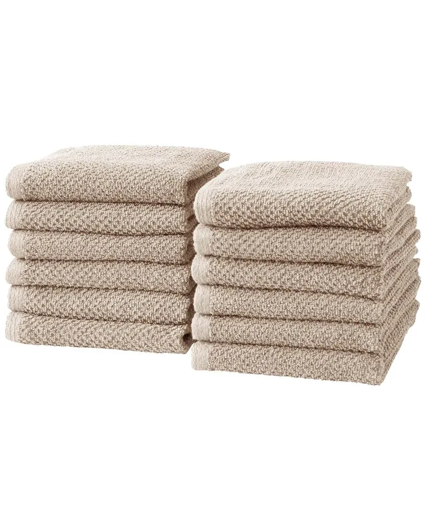 Cotton Textured Washcloth 12 Pack - Taupe