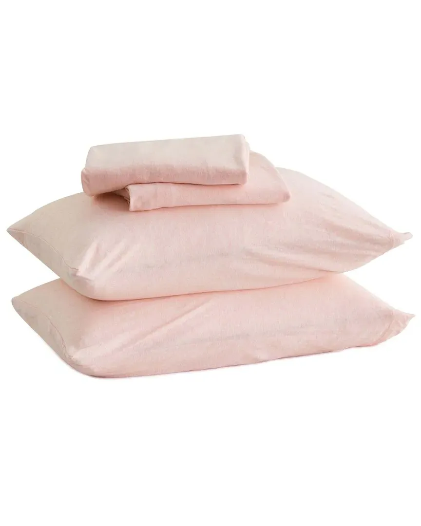 Heathered Mélange Jersey Knit Sheet Set - Blush Pink, Cotton