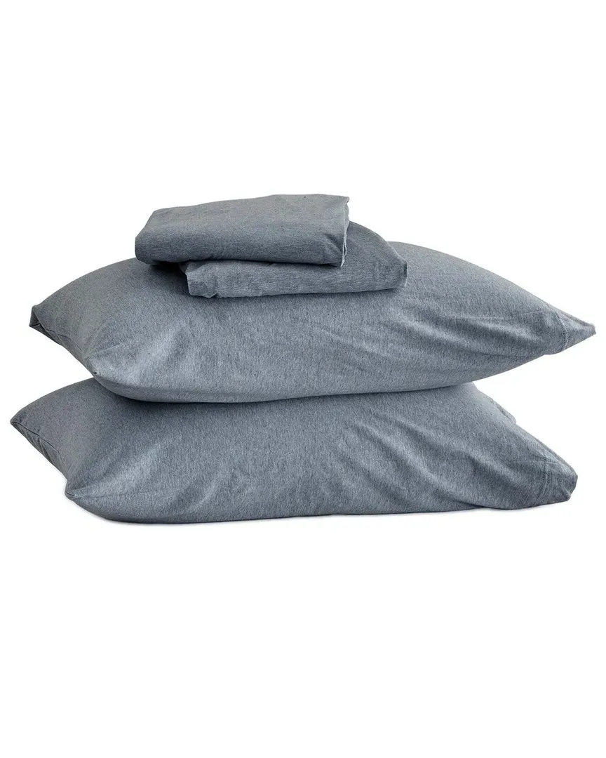 Heathered Mélange Jersey Knit Sheet Set - Denim Blue, Cotton