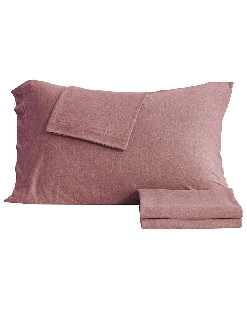 Heathered Mélange Jersey Knit Sheet Set - Dusty Rose, Cotton