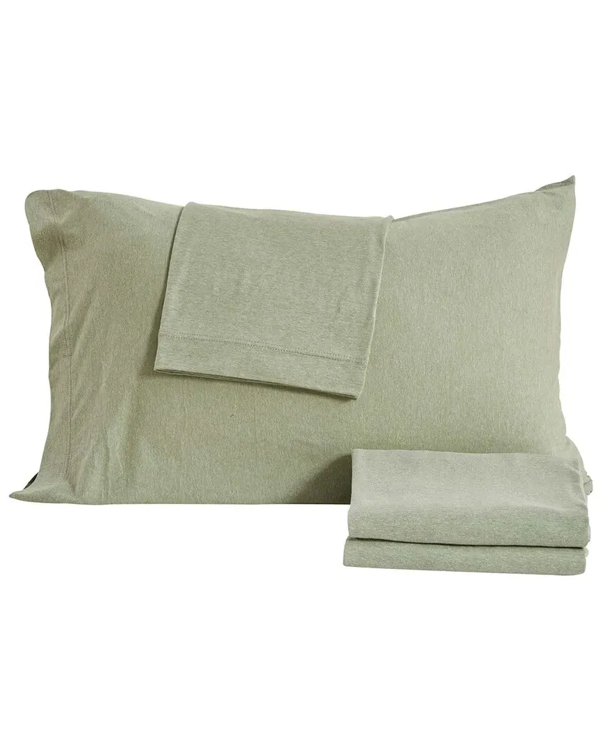 Heathered Mélange Jersey Knit Sheet Set - Eucalyptus, Cotton