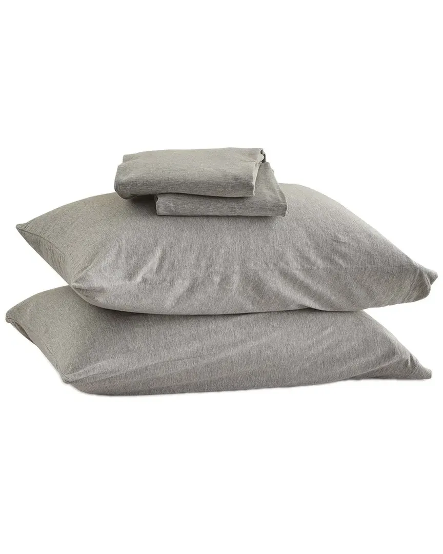 Heathered Mélange Jersey Knit Sheet Set - Light Grey, Cotton
