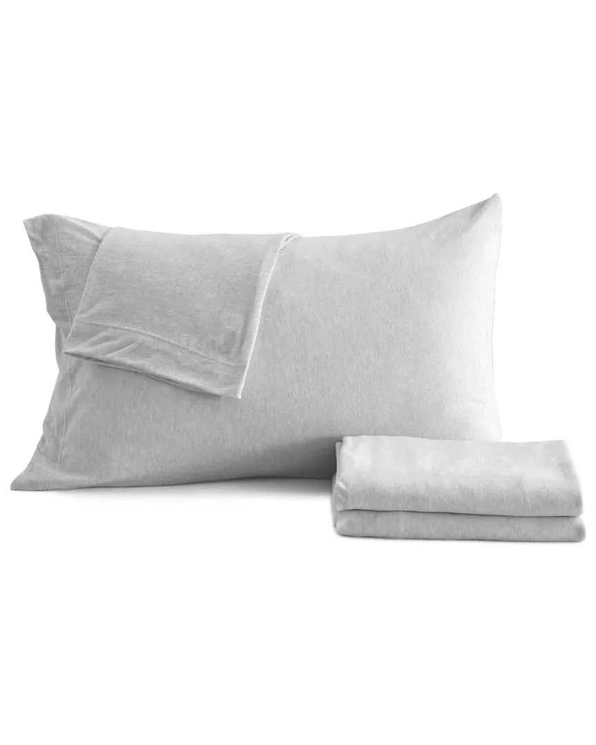 Heathered Mélange Jersey Knit Sheet Set - Mid Grey, Cotton