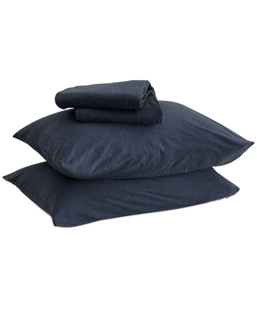 Heathered Mélange Jersey Knit Sheet Set - Navy, Cotton