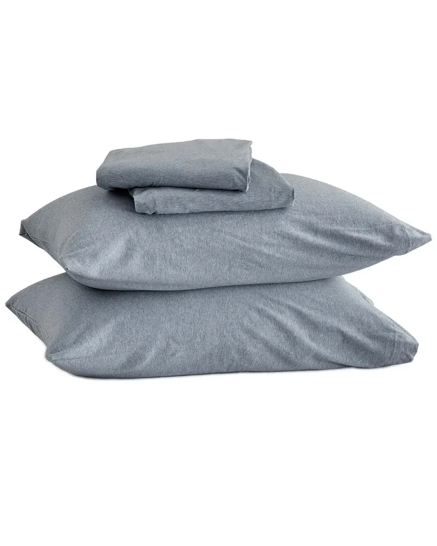 Heathered Mélange Jersey Knit Sheet Set - Sky Blue, Cotton