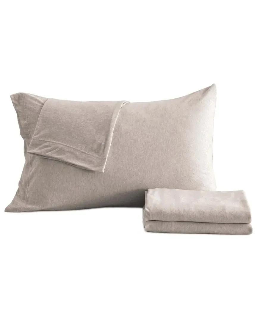 Heathered Mélange Jersey Knit Sheet Set - Tan, Cotton