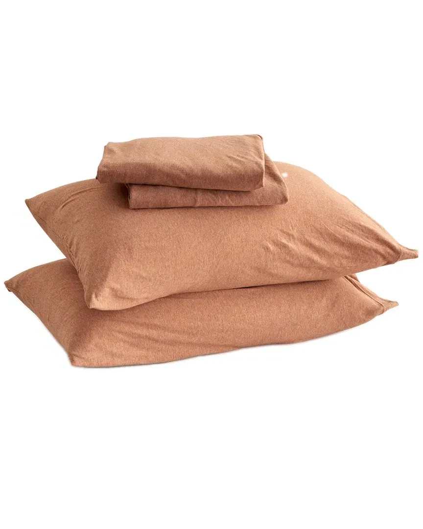 Heathered Mélange Jersey Knit Sheet Set - Terracotta, Cotton