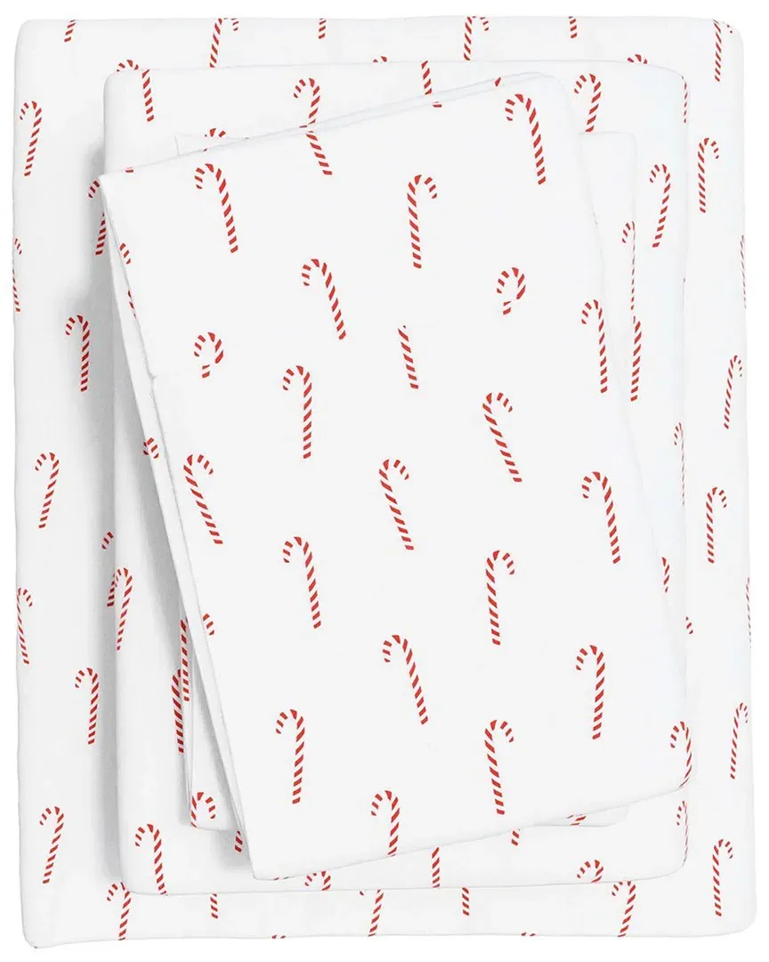 Holiday Flannel Sheet Set - Candy Canes, Turkish Cotton