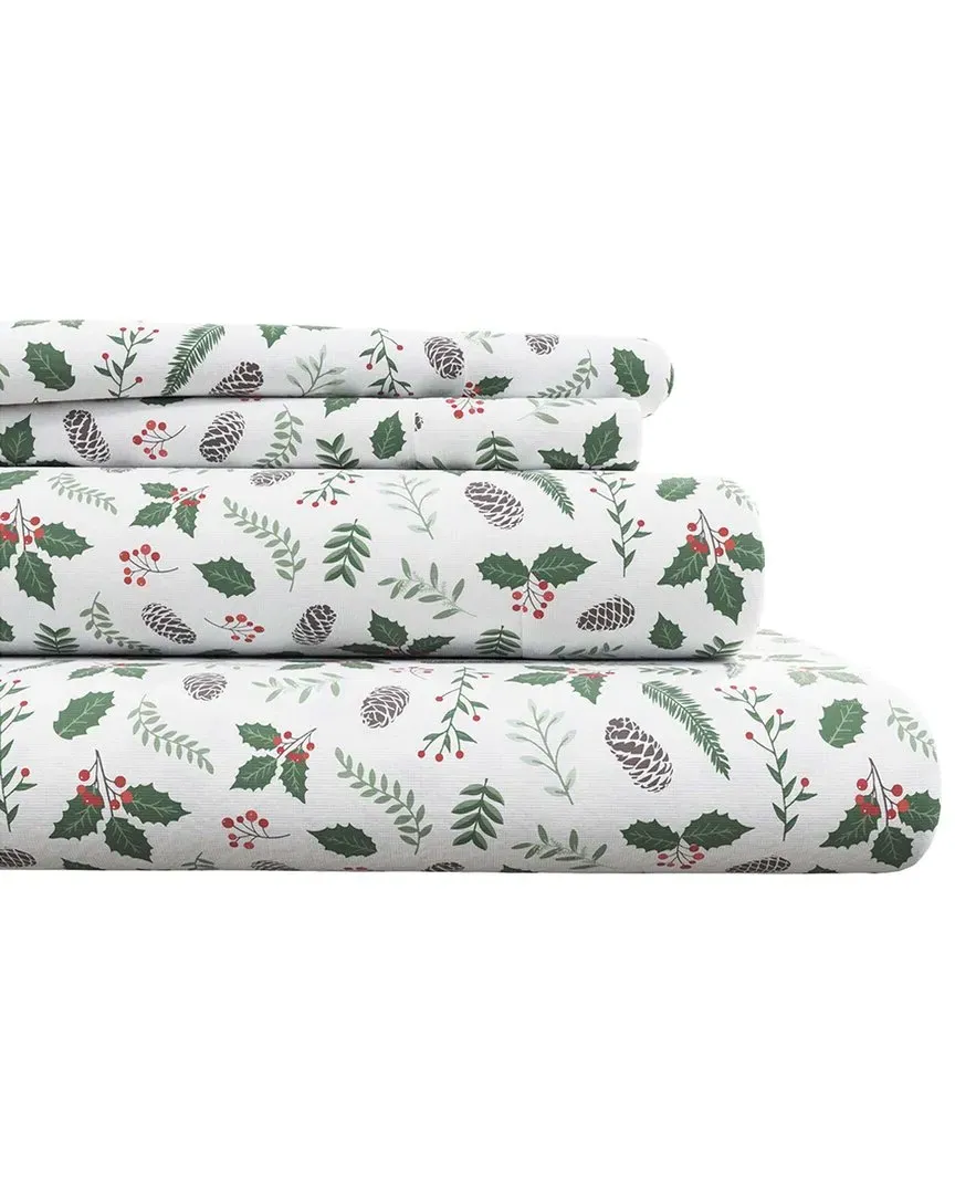 Holiday Flannel Sheet Set - Little Holly, Turkish Cotton