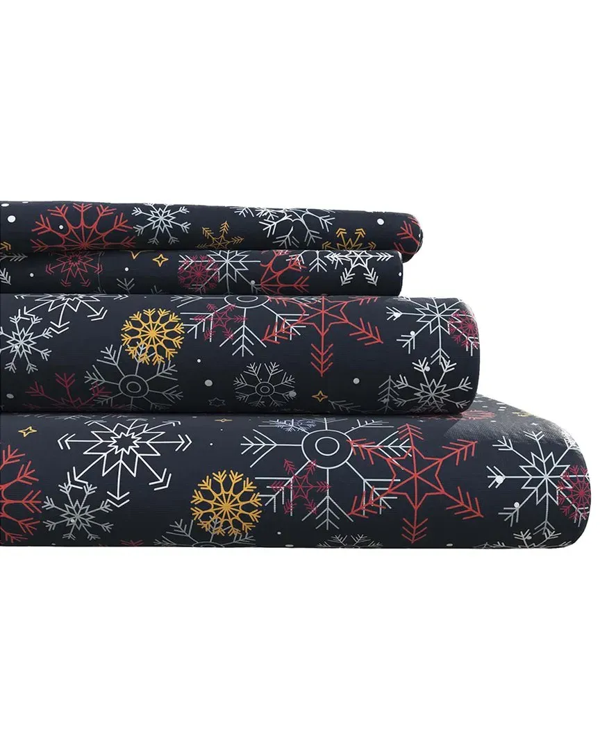 Holiday Flannel Sheet Set - New Snowflake, Turkish Cotton