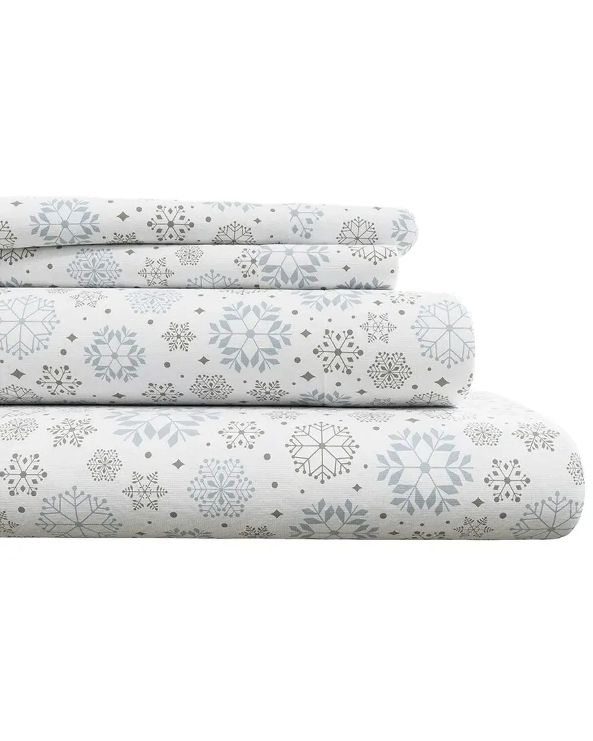 Holiday Flannel Sheet Set - Snowflakes, Turkish Cotton