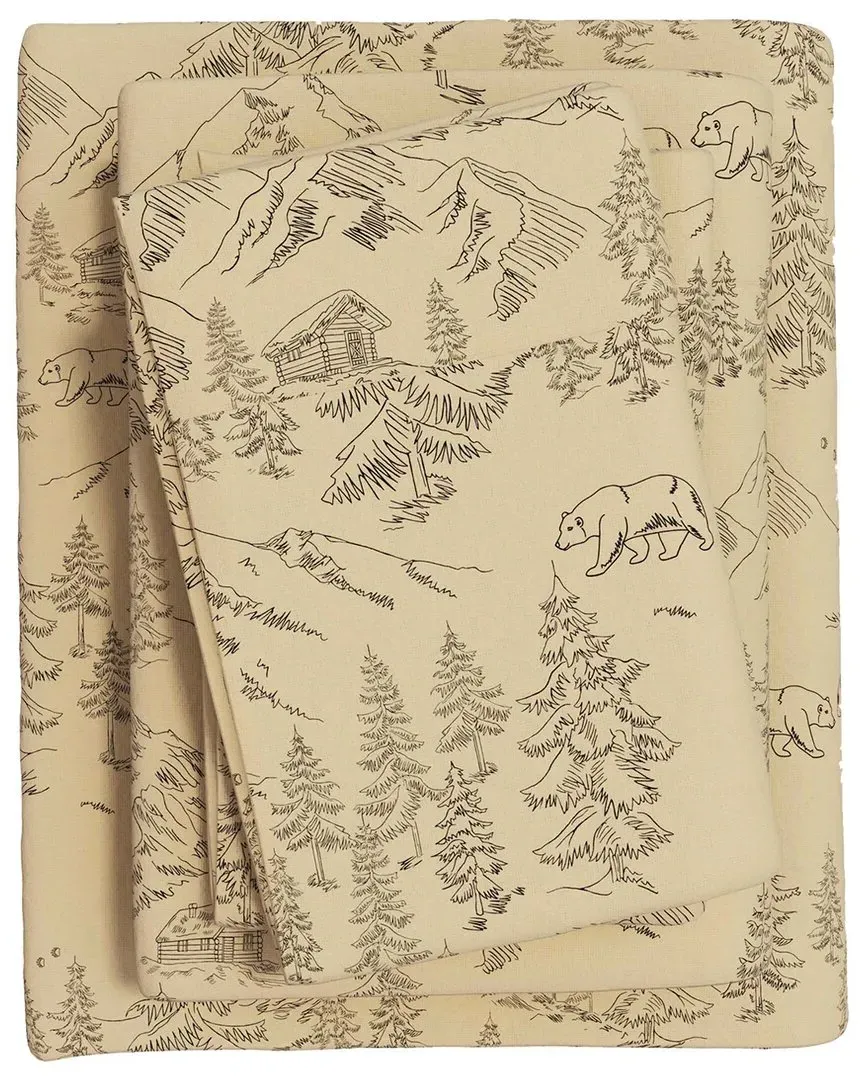 Lodge Turkish Cotton Flannel Sheet Set - Bear Mountain