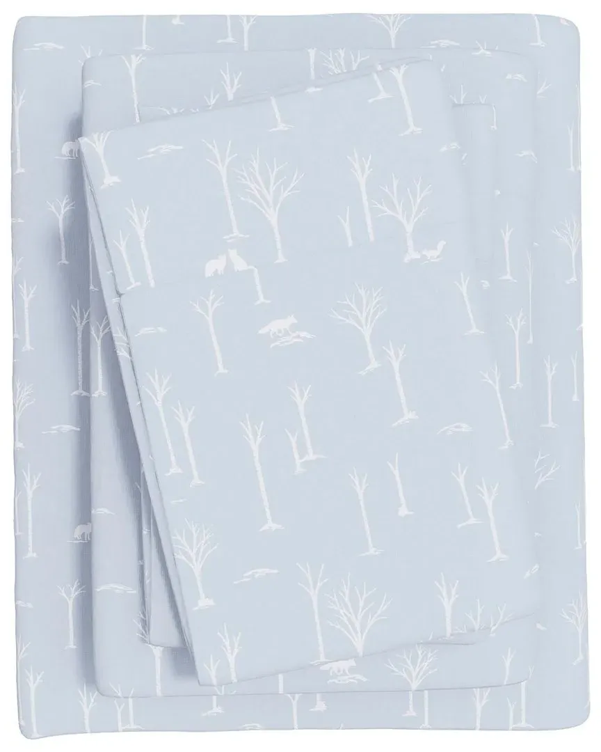 Lodge Turkish Cotton Flannel Sheet Set - Birch Trail Print