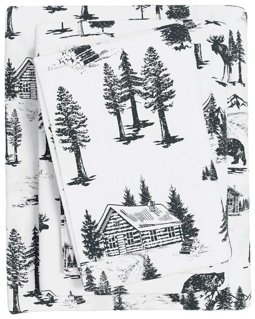 Lodge Turkish Cotton Flannel Sheet Set - December Frost Print