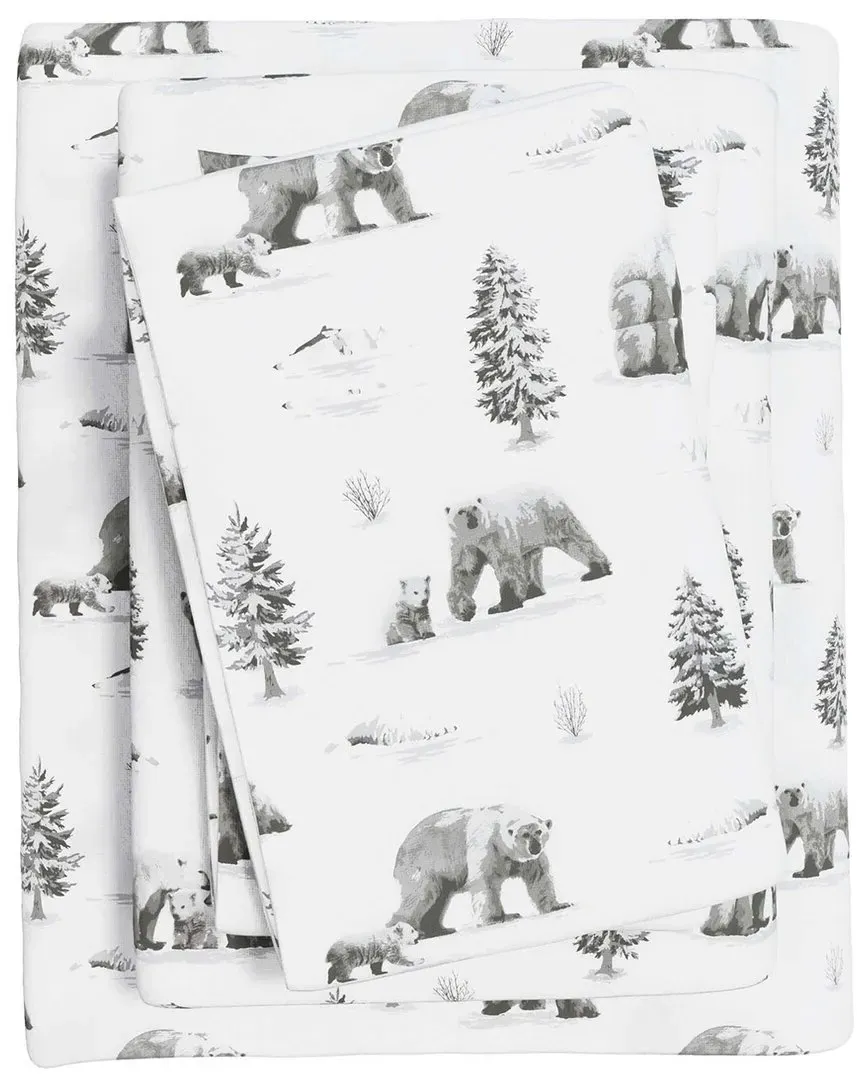 Lodge Turkish Cotton Flannel Sheet Set - Polar Bear Print