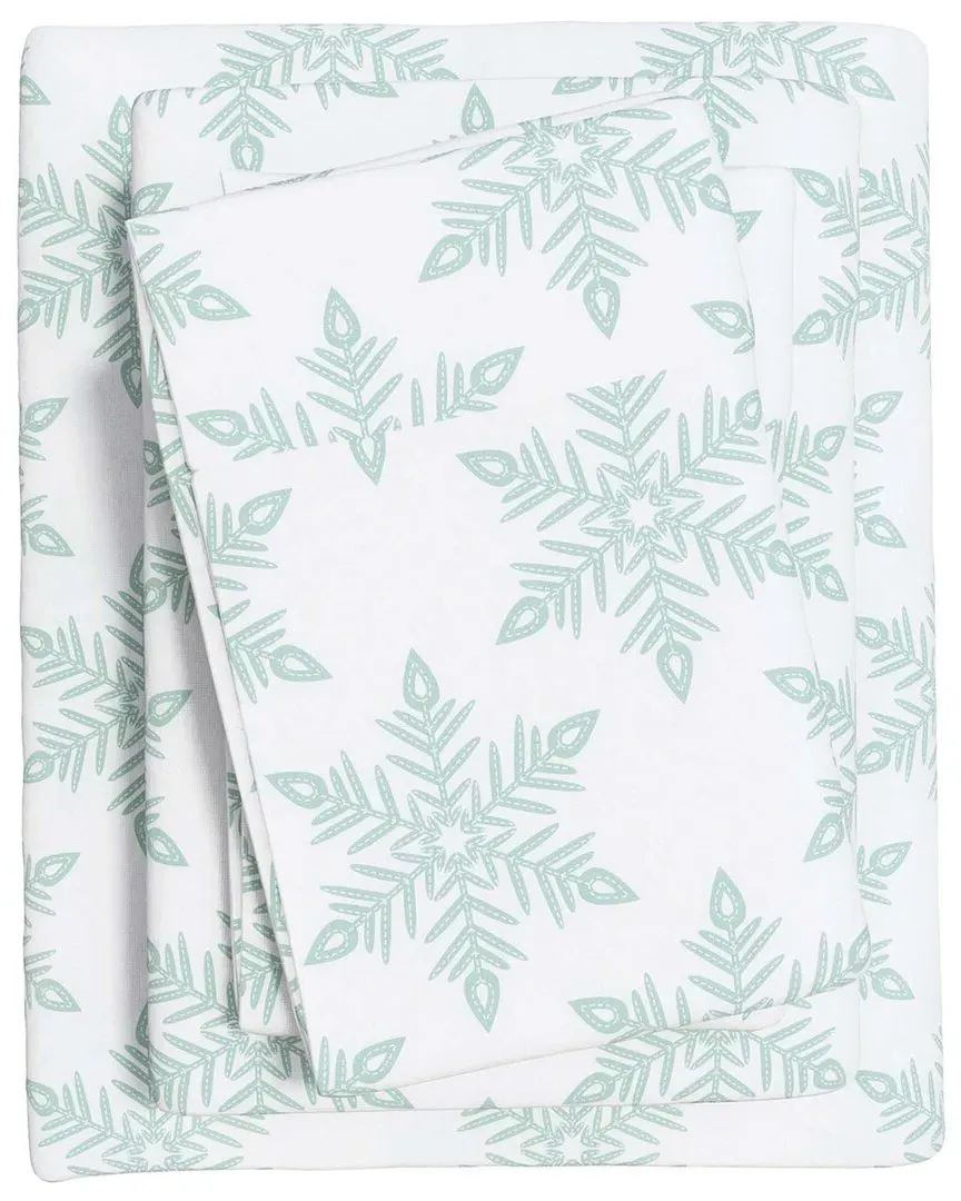 Lodge Turkish Cotton Flannel Sheet Set - White Snowflake