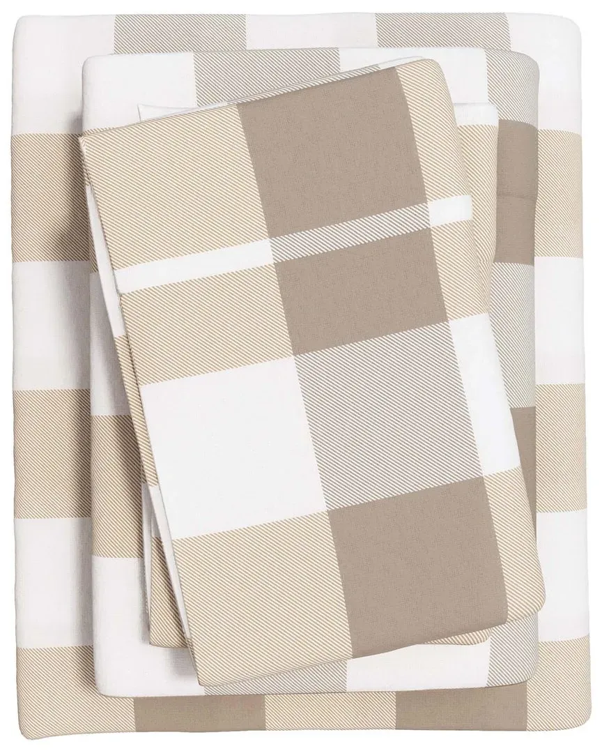Plaids & Stripes Flannel Sheet Set - Buffalo Check Taupe, Cotton
