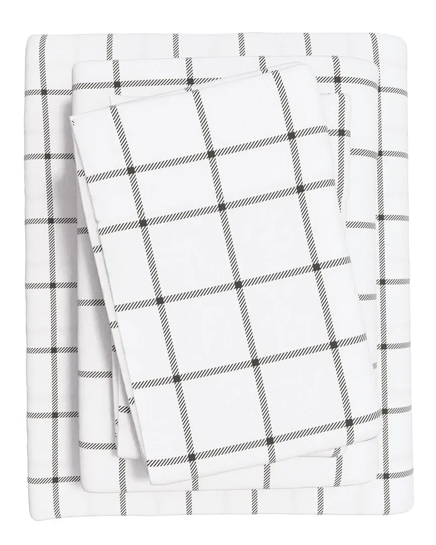 Plaids & Stripes Flannel Sheet Set - Grey Windowpane, Cotton
