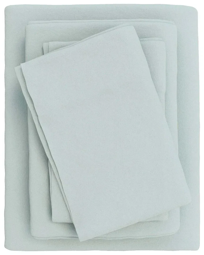 Solid Turkish Cotton Flannel Sheet Set - Light Blue image