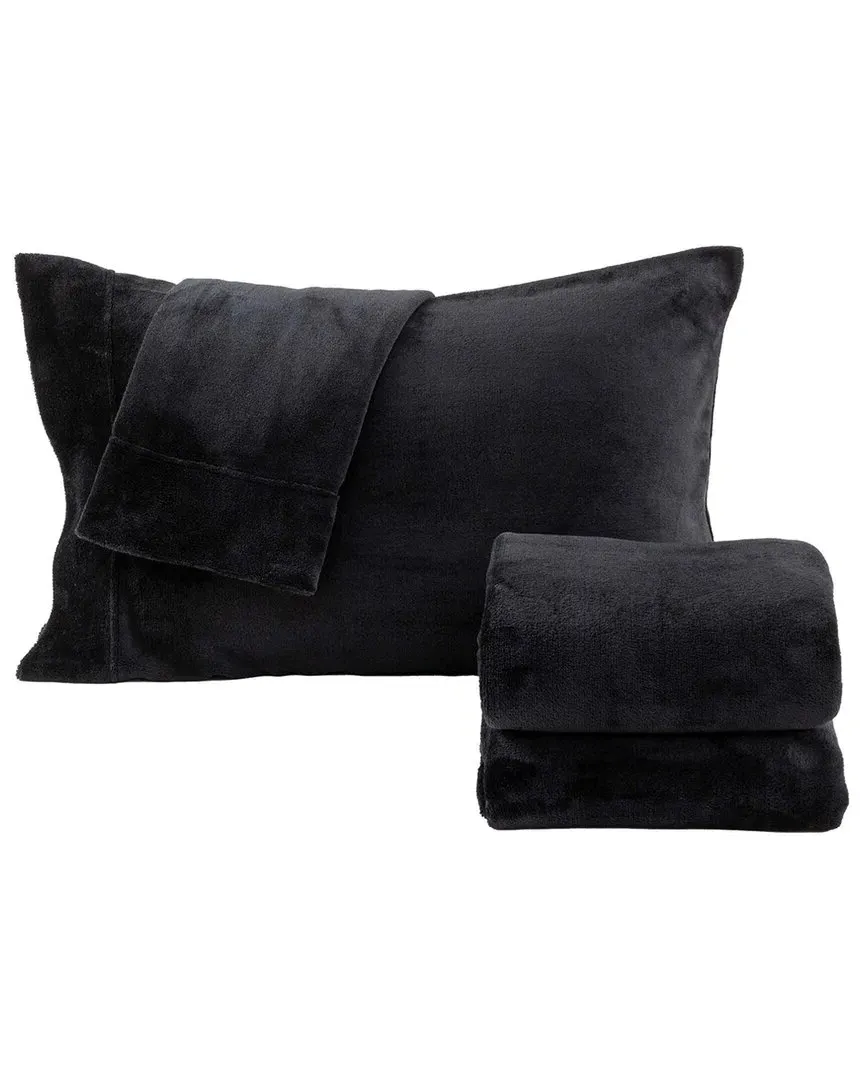 Velvet Plush Fleece Sheet Set - Black