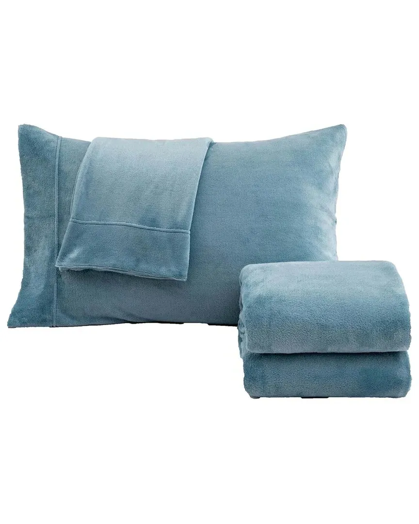 Velvet Plush Fleece Sheet Set - Blue