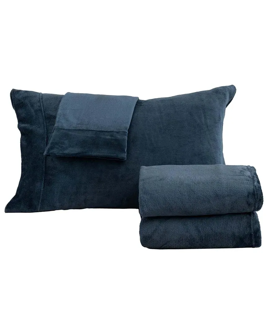 Velvet Plush Fleece Sheet Set - Denim Blue