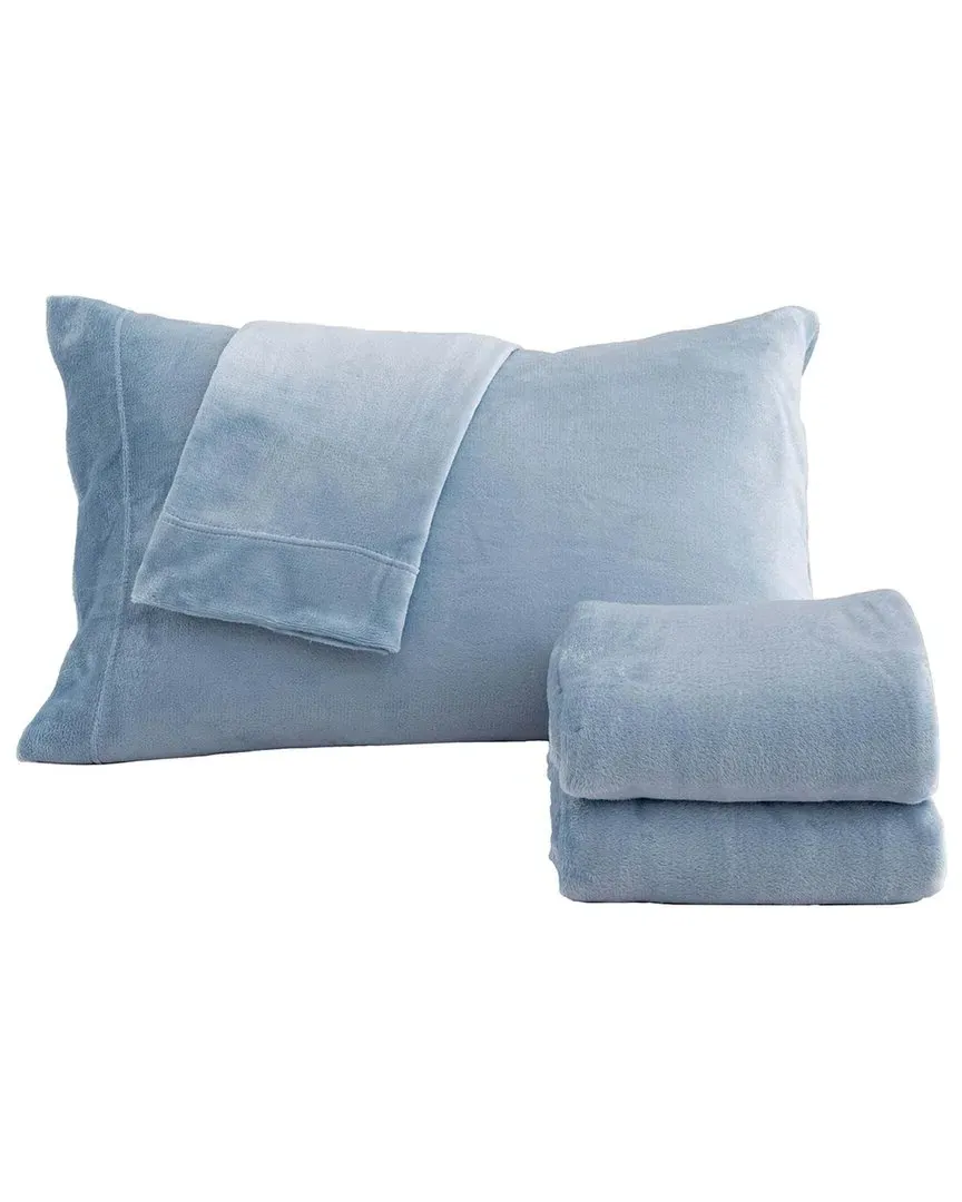 Velvet Plush Fleece Sheet Set - Pearl Blue