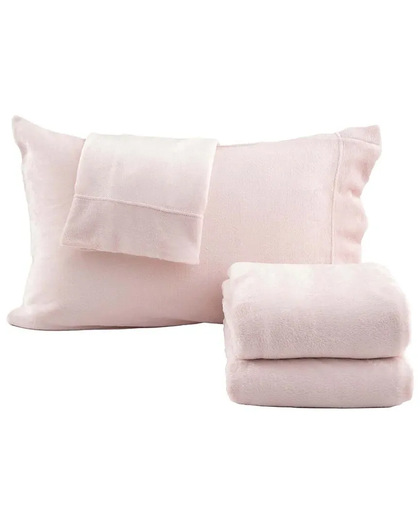 Velvet Plush Fleece Sheet Set - Pink