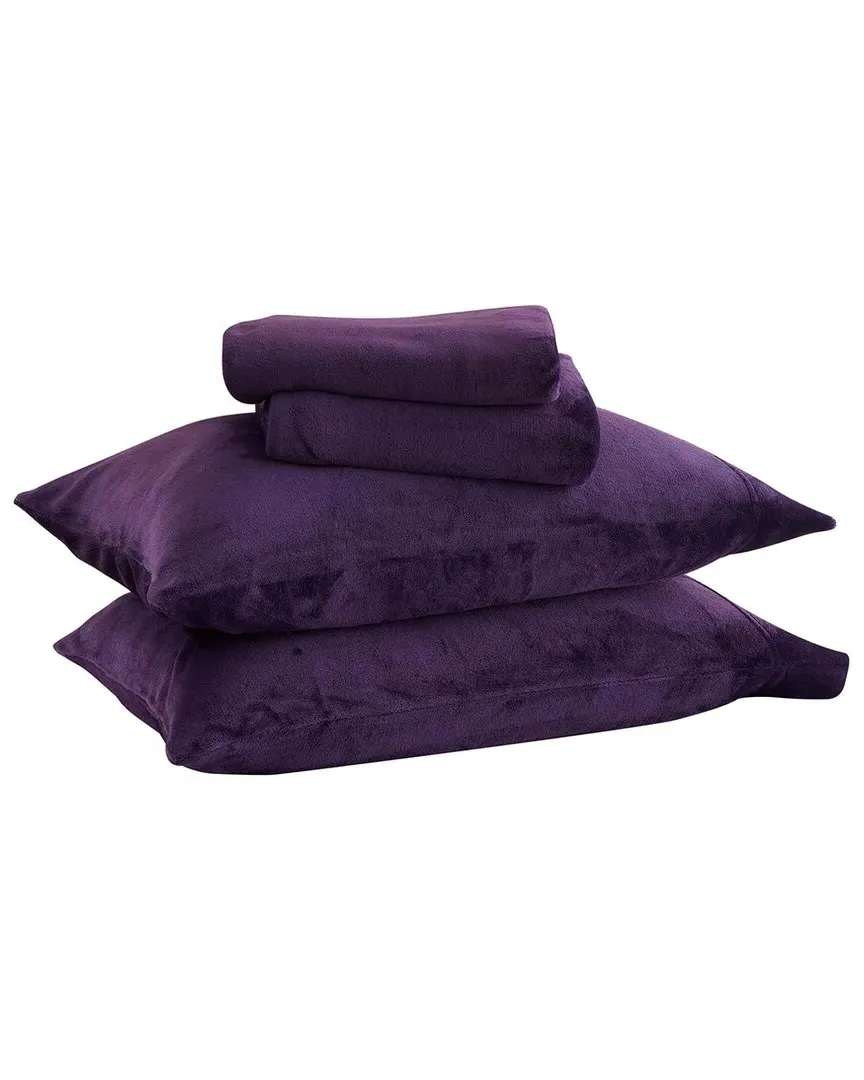 Velvet Plush Fleece Sheet Set - Purple