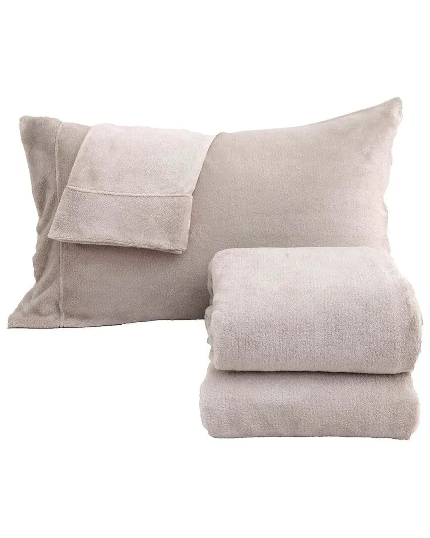 Velvet Plush Fleece Sheet Set - Stone Grey