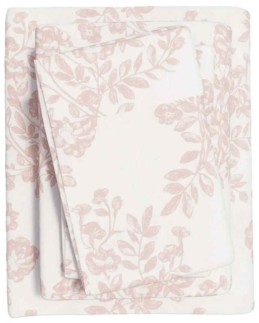 Winter Florals Flannel Sheet Set - Blush Pink Toile, Turkish Cotton