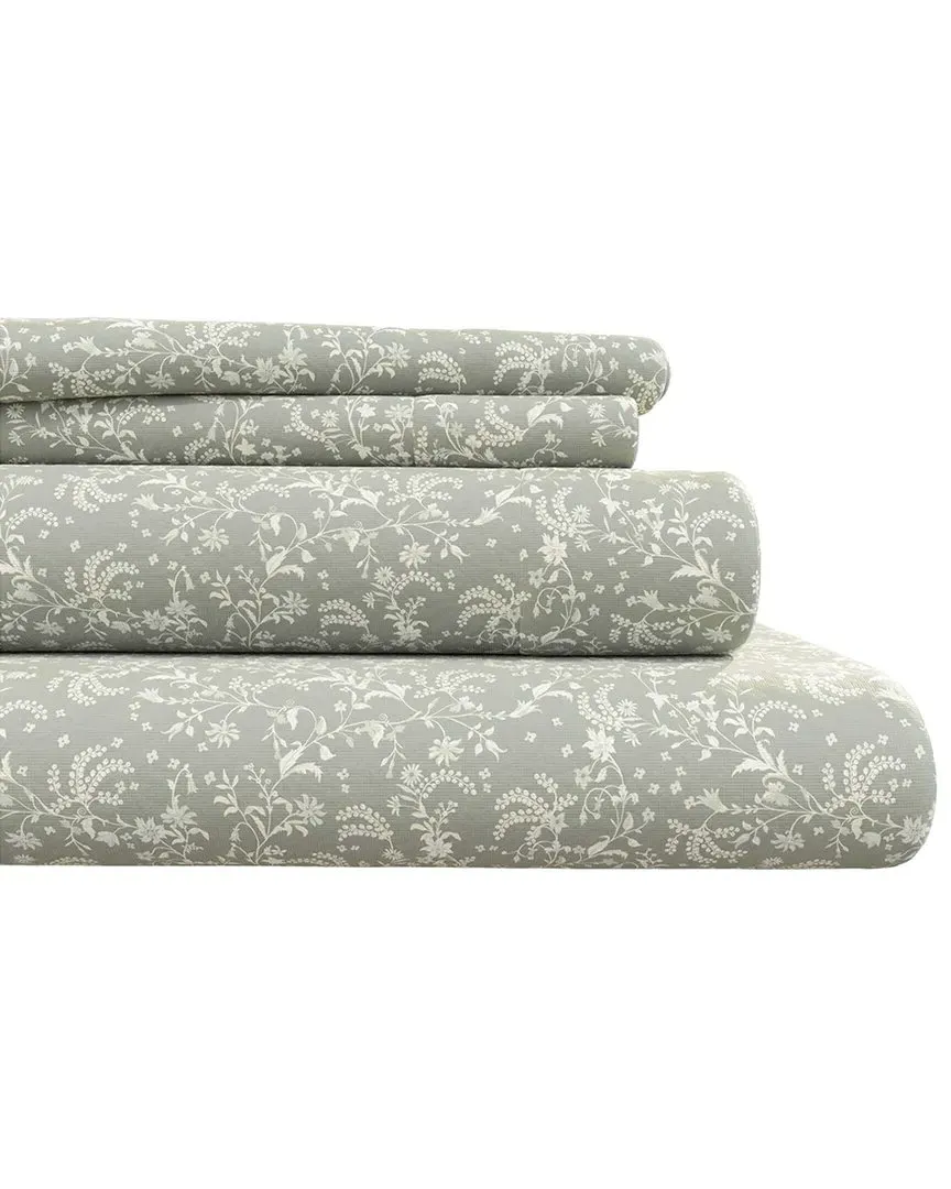 Winter Florals Flannel Sheet Set - Icy Bloom, Turkish Cotton