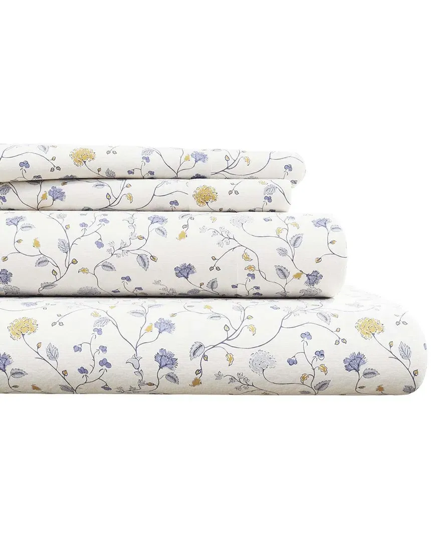 Winter Florals Flannel Sheet Set - Quiet Garden, Turkish Cotton