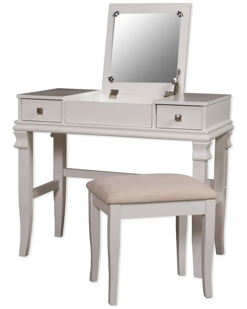 Angela Vanity Set with Mirror and Seat - White image