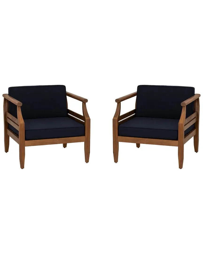Arlen Set of 2 Outdoor Club Chairs - Blue, Acacia