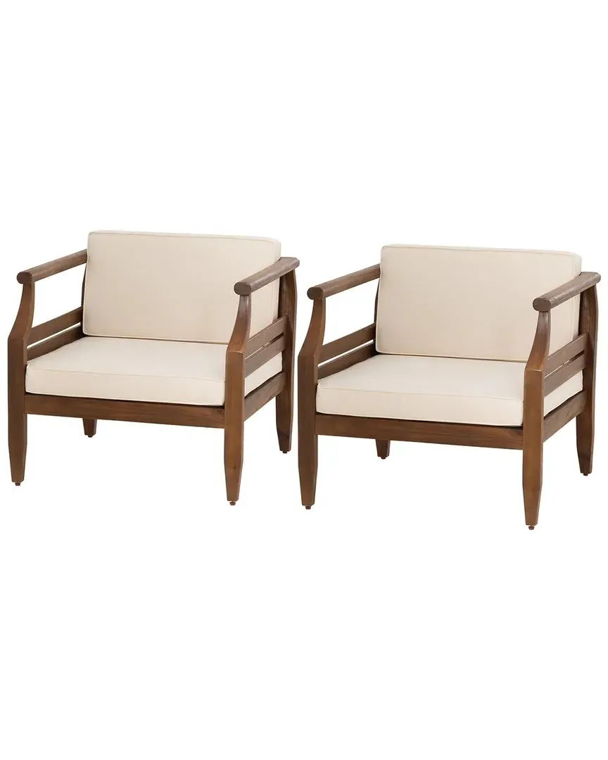 Arlen Set of 2 Outdoor Club Chairs - Brown, Acacia