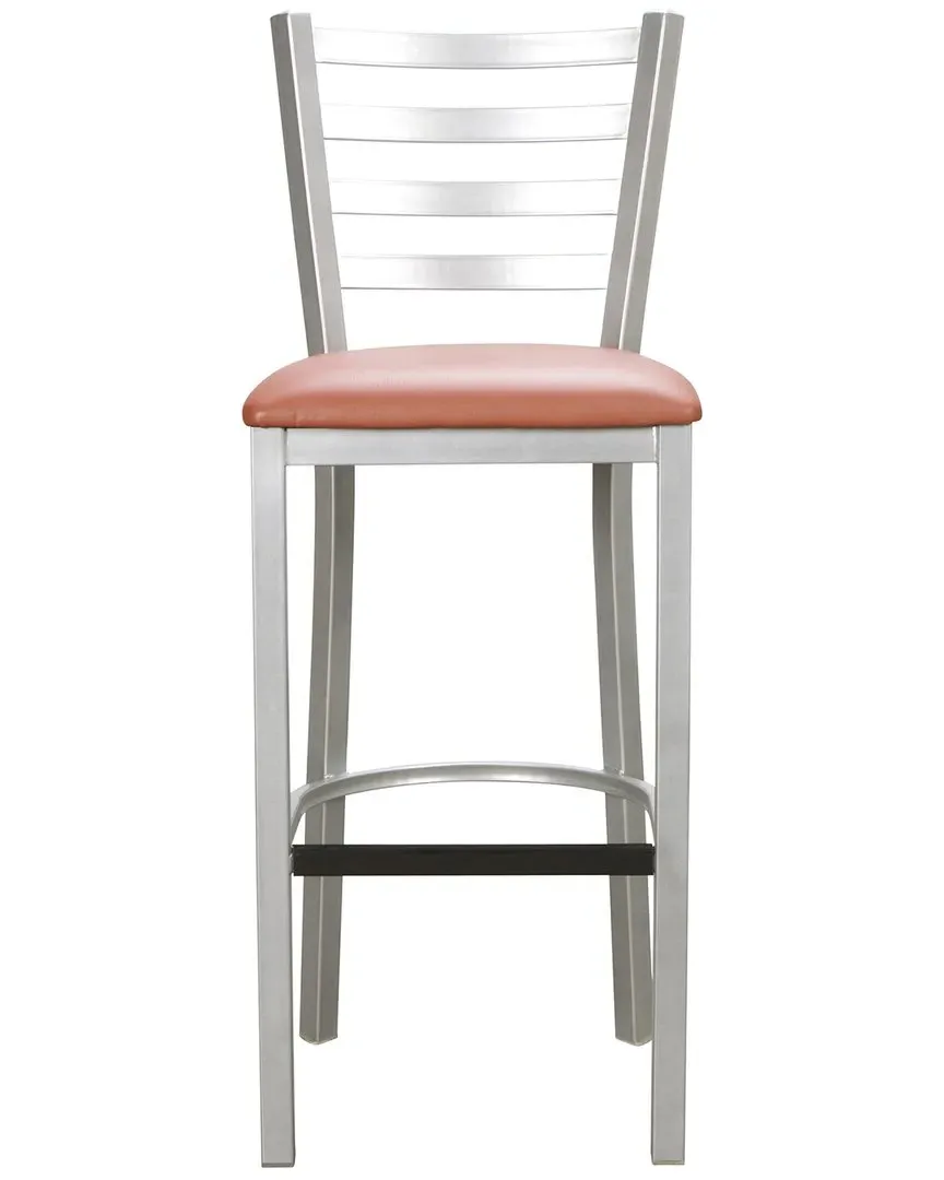 Baxter Metal Bar Stools Set of 2 - Silver, Faux Leather image