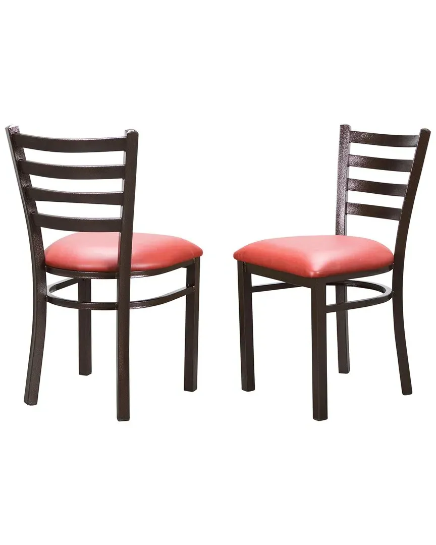 Baxter Metal Side Chairs Set of 2 - Red, Faux Leather