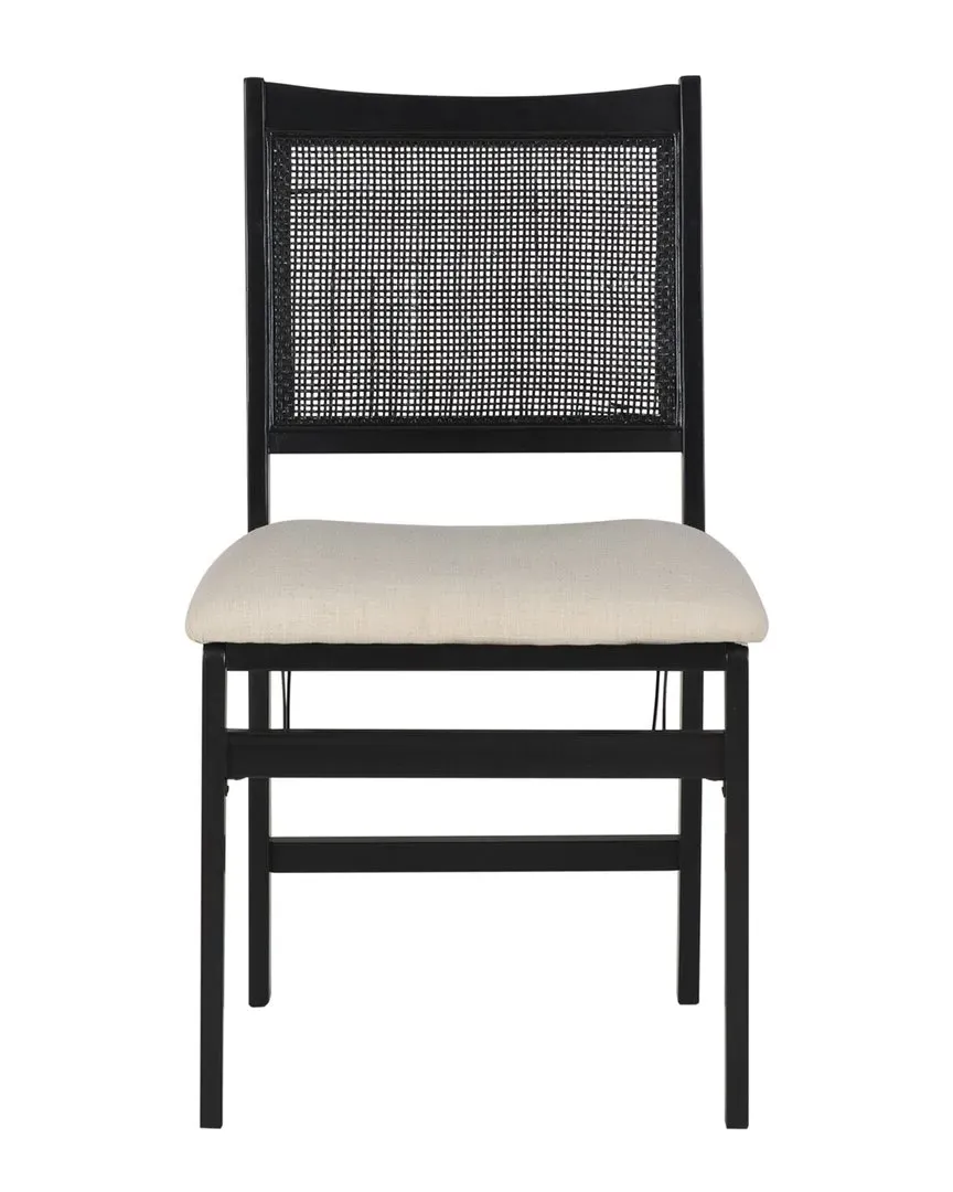 Beaux Cane Back Folding Chair - Black, Rubberwood image